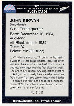 1991 Regina NZRFU 1st Edition #31 John Kirwan Back